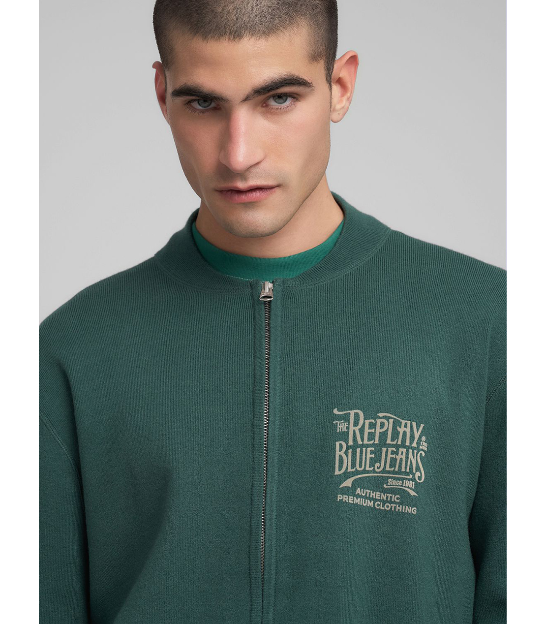 レタリング刺しゅう ジップニット 詳細画像 シーグリーン 5